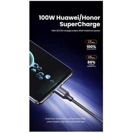 Cable UGREEN carga rapida, USB 2.0 a USB C, 6A, 2 metros