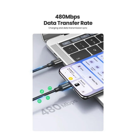 Cable UGREEN carga rapida, USB 2.0 a USB C, 6A, 2 metros