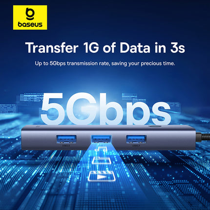 Hub 3 Puertos USB 3.0, RJ45 1000Mbps, Baseus