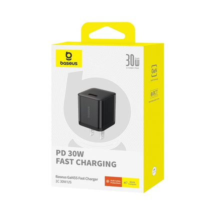 Cargador Rápido Tipo C, Baseus, 30W, Negro