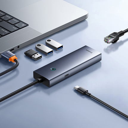 Hub 3 Puertos USB 3.0, RJ45 1000Mbps, Baseus