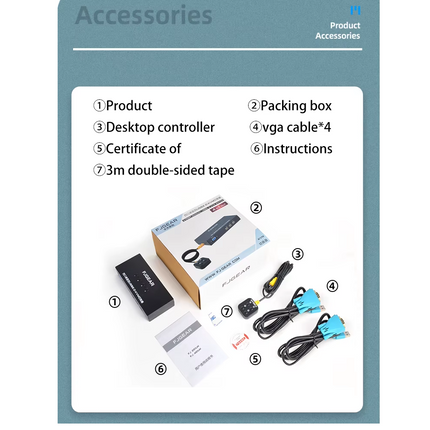 Switch VGA KVM 4 Puertos 1920*1440, 4 Cables VGA, 4PC