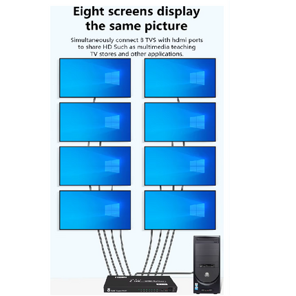 Divisor HDMI 1 entrada 8 salidas 4K x 2K Con Audio RoHS, 3D