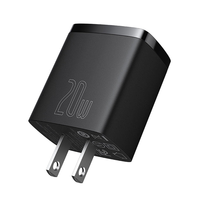 Cargador Rápido Compacto, 20W, USB-C y USB-A, Baseus