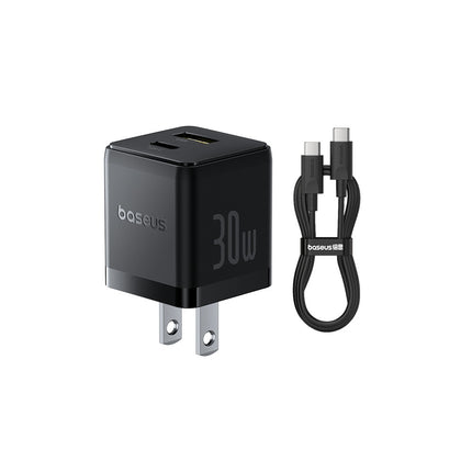Cargador Rápido 30W USB-C y USB-A, Cable 1M 60W, Baseus