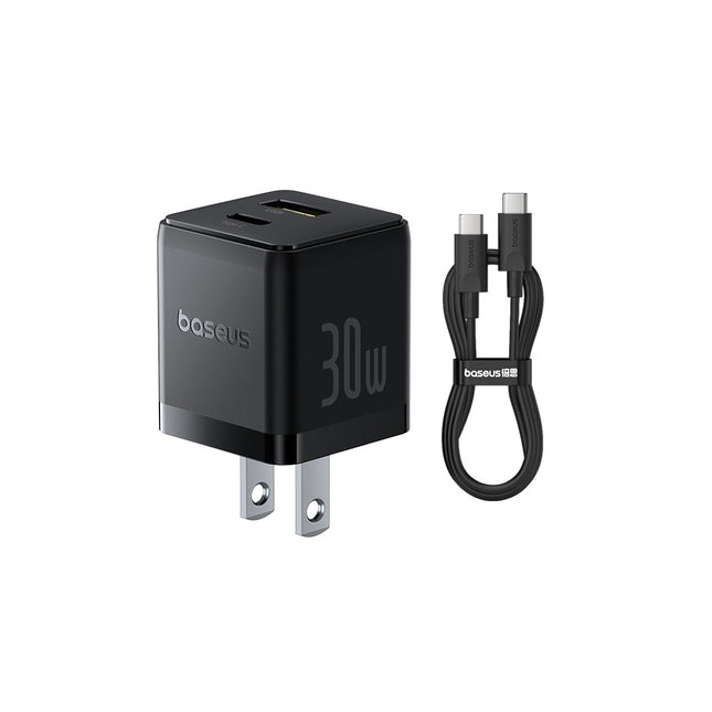 Cargador Rápido 30W USB-C y USB-A, Cable 1M 60W, Baseus