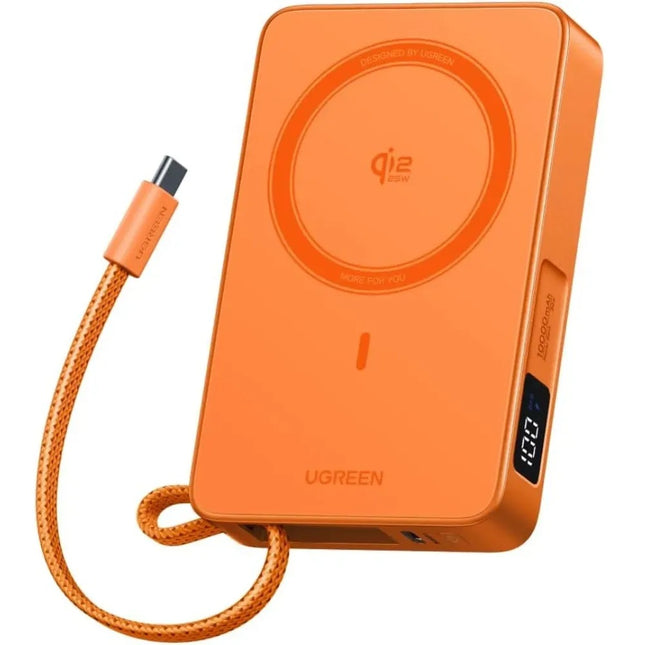 Batería Portátil Magnético 30W Cable UBS-C Carga Rápida Naranja Ugreen