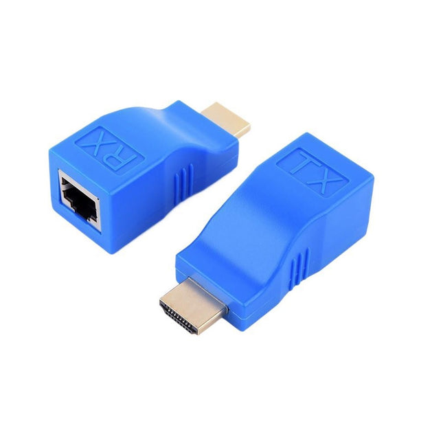 Adaptador Extensor HDMI a Red Rj45 Cat5e/6 Utp, 30 Metros Azul