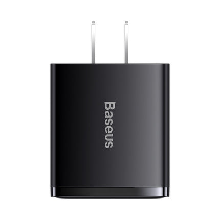 Cargador Rápido USBx2 Y USB-C, 30W, Negro, Baseus