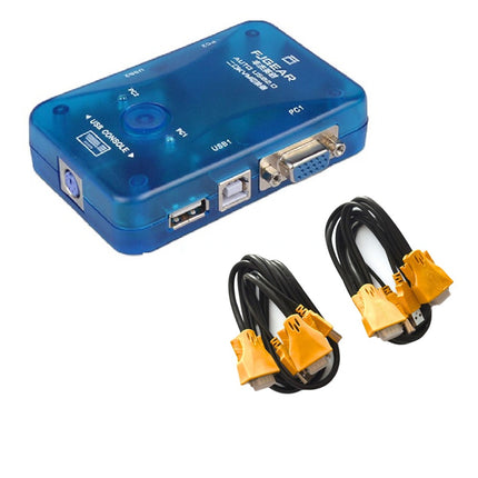 Switch VGA KVM 2 Puertos HD 1080p 3D USB2.0, 2 Cables VGA, 2PC