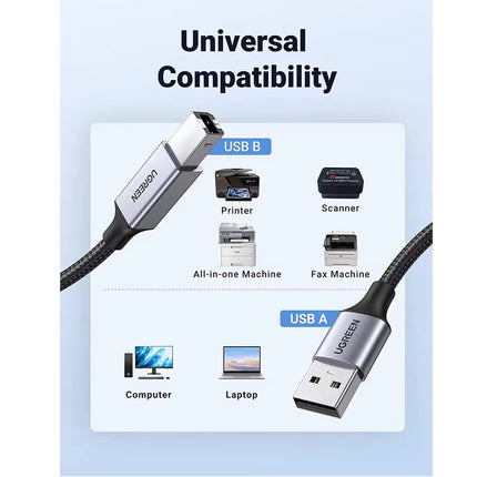 Cable Printer a USB-A 2.0 UGREEN, 5 Metros, Para Impresora
