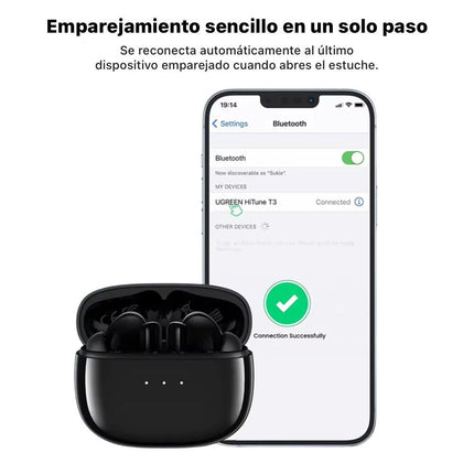 Audífonos HiTune T3 UGREEN, cancelación de ruido, Bluetooth, TWS deportivos impermeables