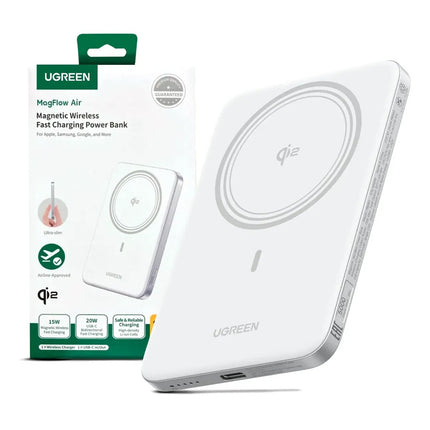 Batería Portátil Magnético 20W Delgado Blanco Carga Rápida Ugreen
