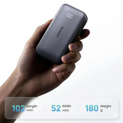 Batería Portátil 30W UGREEN 10000mAh USB-C USB-A Carga Rápida