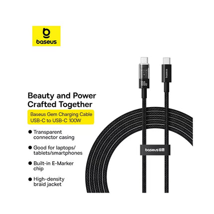 Cable Carga Rápida USB-C a USB-C, Baseus, PD 100w, 2 Metros