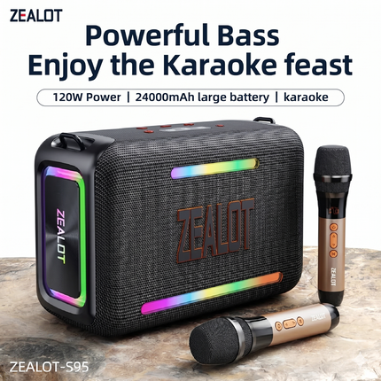 Parlante inalámbrico Zealot S95M 120W 2 Micrófonos, IPX6