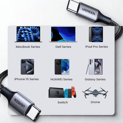 Cable Carga Rápida USB-C a USB-C, 60W UGREEN para iPhone 15