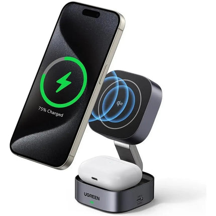 Soporte Cargador Magnético 2 en 1 Ugreen 15W MagSafe Qi2