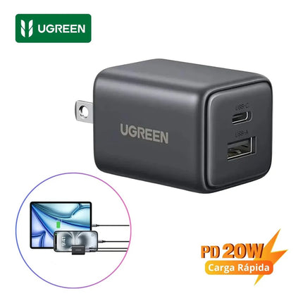 Cargador Carga Rápida 20W UGREEN USB-C y USB-A