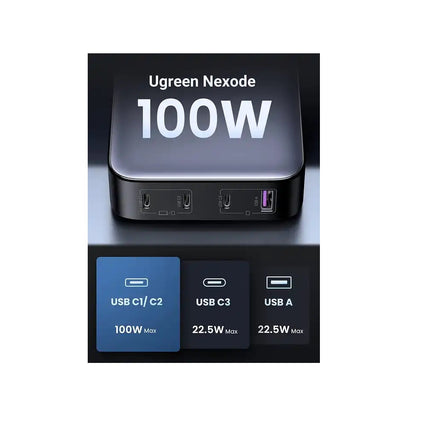 Cargador UGREEN 100W 3 USB-C, 1 USB-A, GaN, PC, MacBook Pro,