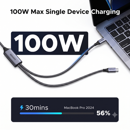 Cable USB-C a USB-Cx2 Carga Rapida 100W Ugreen