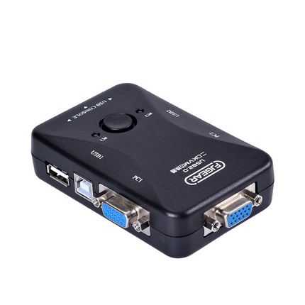 Switch VGA KVM 2PC, 1 monitor, Teclado y Mouse, 2 Cab VGA