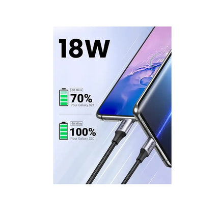 Cable Carga Rápida UGREEN USB 3.0 a USB a USB-C, 18W