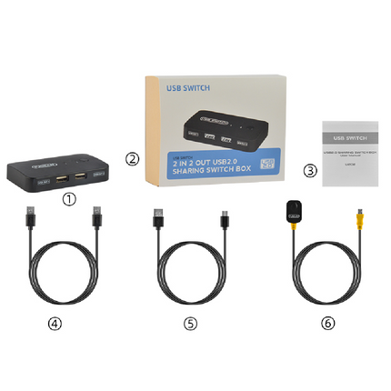 Switch USB2.0 2 Entradas 2 Salidas 2PC 1 teclado y Mouse