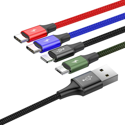 Cable Carga Rápida 4 en 1, Lightning, 2 Tipo-C y Micro USB3.5, Baseus