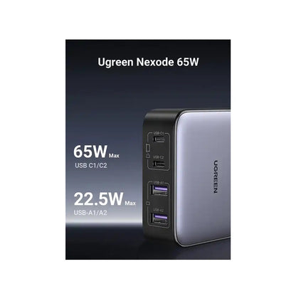 Cargador UGREEN 65W USB C, 4 puertos, GaN, iPhone 14