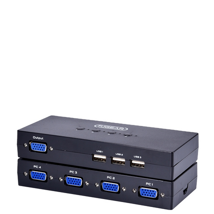 Switch VGA KVM 4 Puertos 1920*1440, 4 Cables VGA, 4PC
