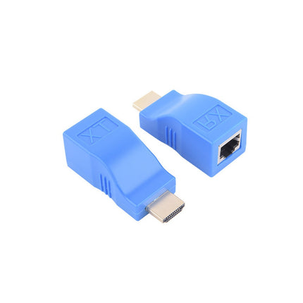 Adaptador Extensor HDMI a Red Rj45 Cat5e/6 Utp, 30 Metros Azul