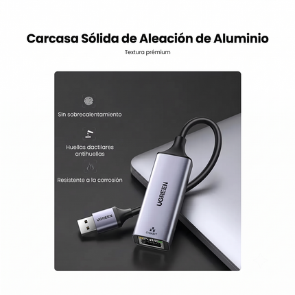 Adaptador USB3.0 a Ethernet RJ45 1000 Mbps Ugreen