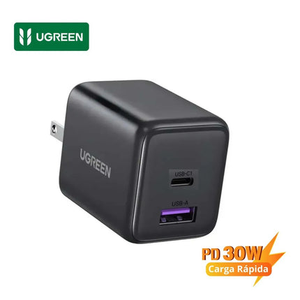 Cargador Carga Rápida 30W UGREEN USB-C y USB-A