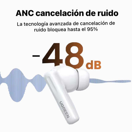Audífonos HiTune T6, ANC, UGREEN, Bluetooth 5.3, TWS, LDAC, cancelación de ruido