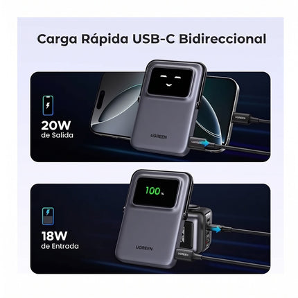 Batería Portátil Magnético 20W UBS-C Negro Ugreen