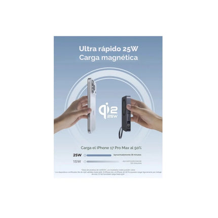 Batería Portátil Magnético 30W Cable UBS-C Carga Rápida Negro Ugreen