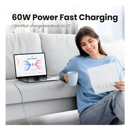 Cable Ugreen USB-C a USB-C 60W Lavanda 1 Metro