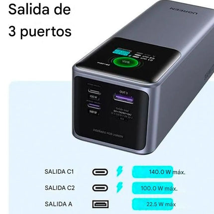 Batería Externa Portátil Ugreen 200W Gris 25000mAh