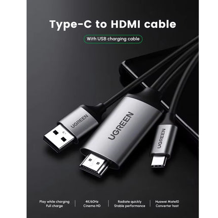 Cable USB-C a HDMI y USB-A UGREEN, 1.5 metros