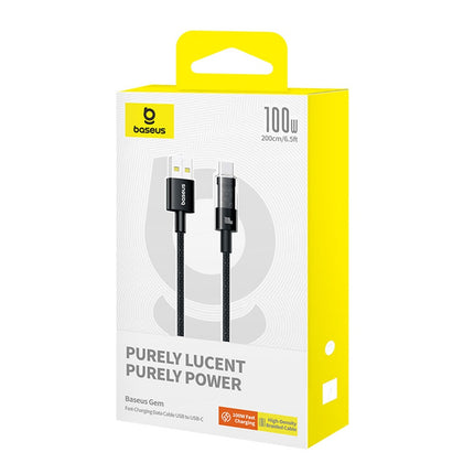 Cable Carga Rápida, USB-A a USB-C, Baseus, 2 Metros, Negro