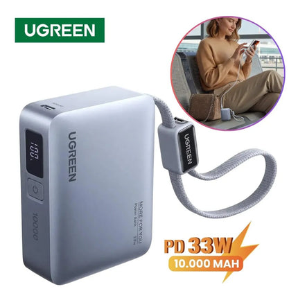 Batería Portátil 33W C/Cable USB-C 10000mAh Ugreen
