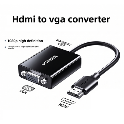 Adaptador HDMI Macho a VGA Hembra Ugreen Negro