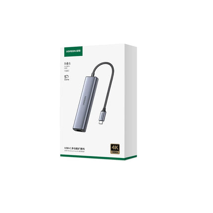 Adaptador UGREEN Hub USB-C 5 en 1, USB C, 3*USB 3.0 5Gbps, HDMI y RJ45
