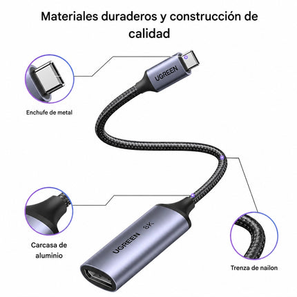 Adaptador USB-C a DisplayPort Hembra 8K Ugreen