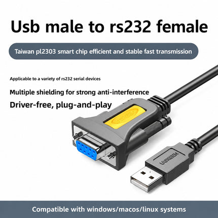Cable Adaptador Usb A Serie Rs232 Db9 Serial 1.5 Metros Ugreen