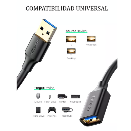 Cable Extension USB 3.0, UGREEN, 5 metros