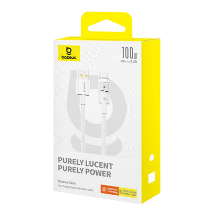 Cable Carga Rápida, USB-A a USB-C, Baseus, 2 Metros, Blanco
