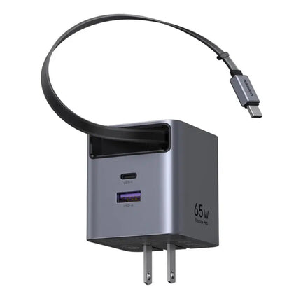 Cargador Rápido GaN Con Cable USB-C Retráctil 65W Ugreen