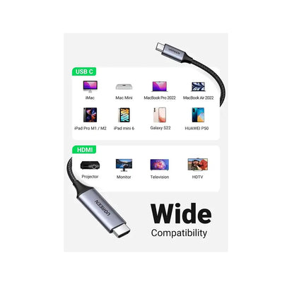 Cable Adaptador UGREEN USB C a HDMI 4Kx2k/60Hz 1.5 metros